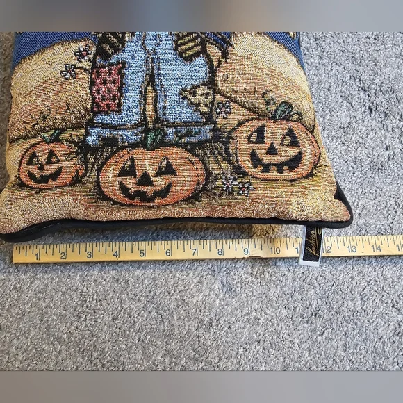 Vintage Scarecrow Fall Accent Throw Pillow - Picture 3 of 5